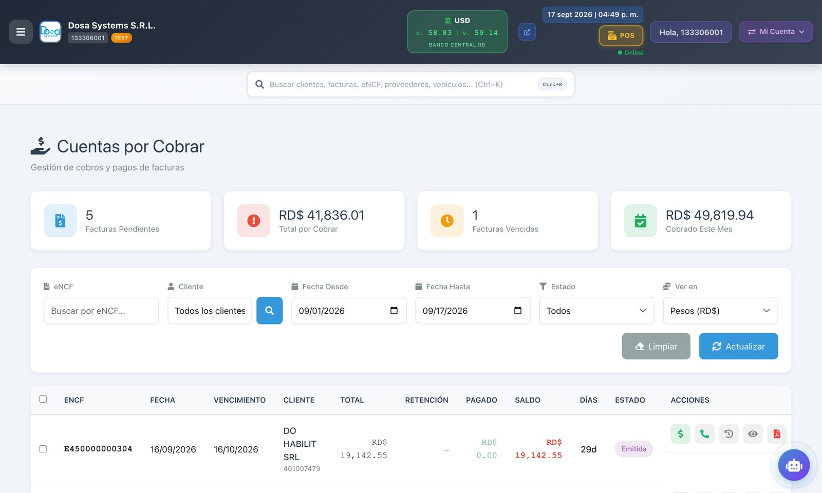 Módulo de cuentas por cobrar