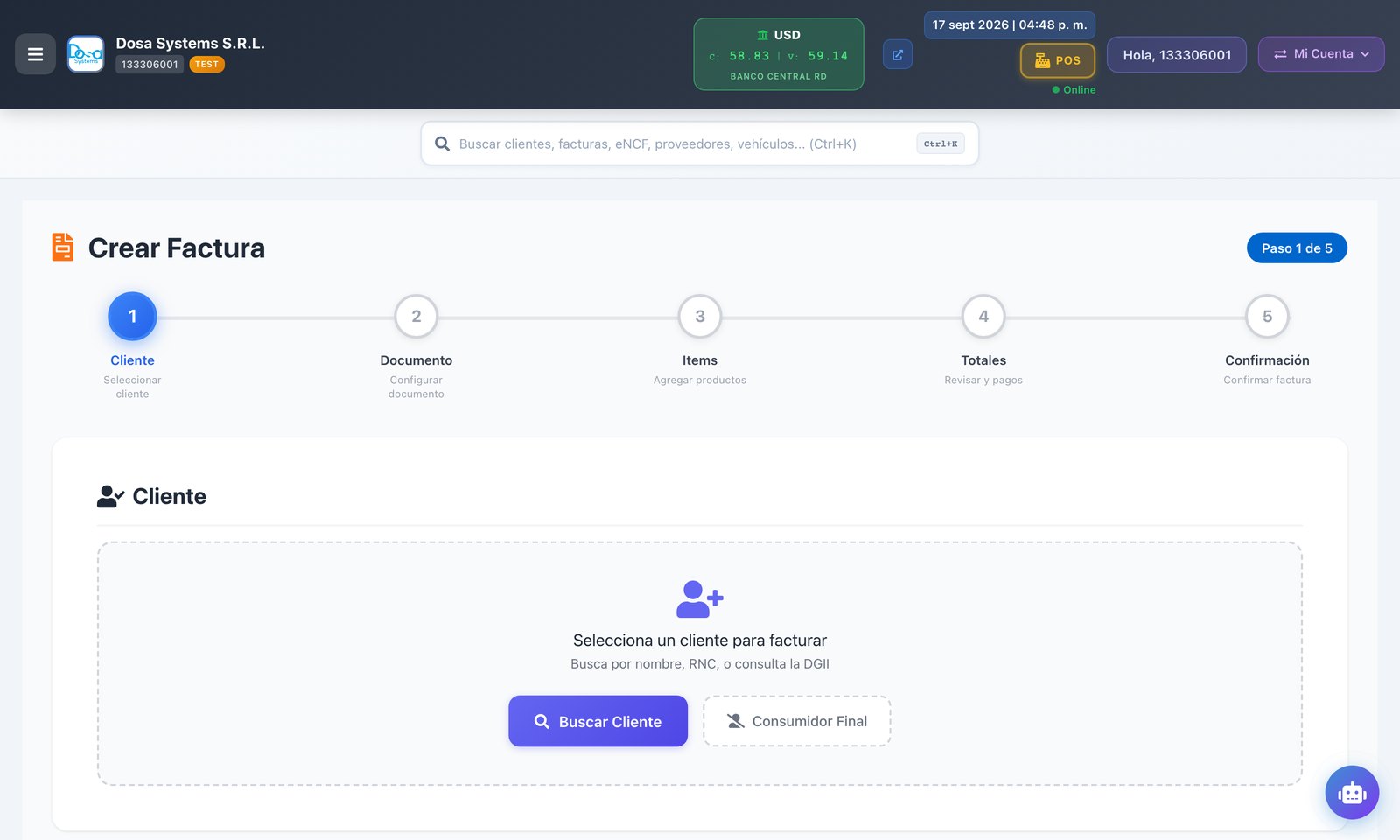 Asistente para crear facturas electrónicas (e-CF)