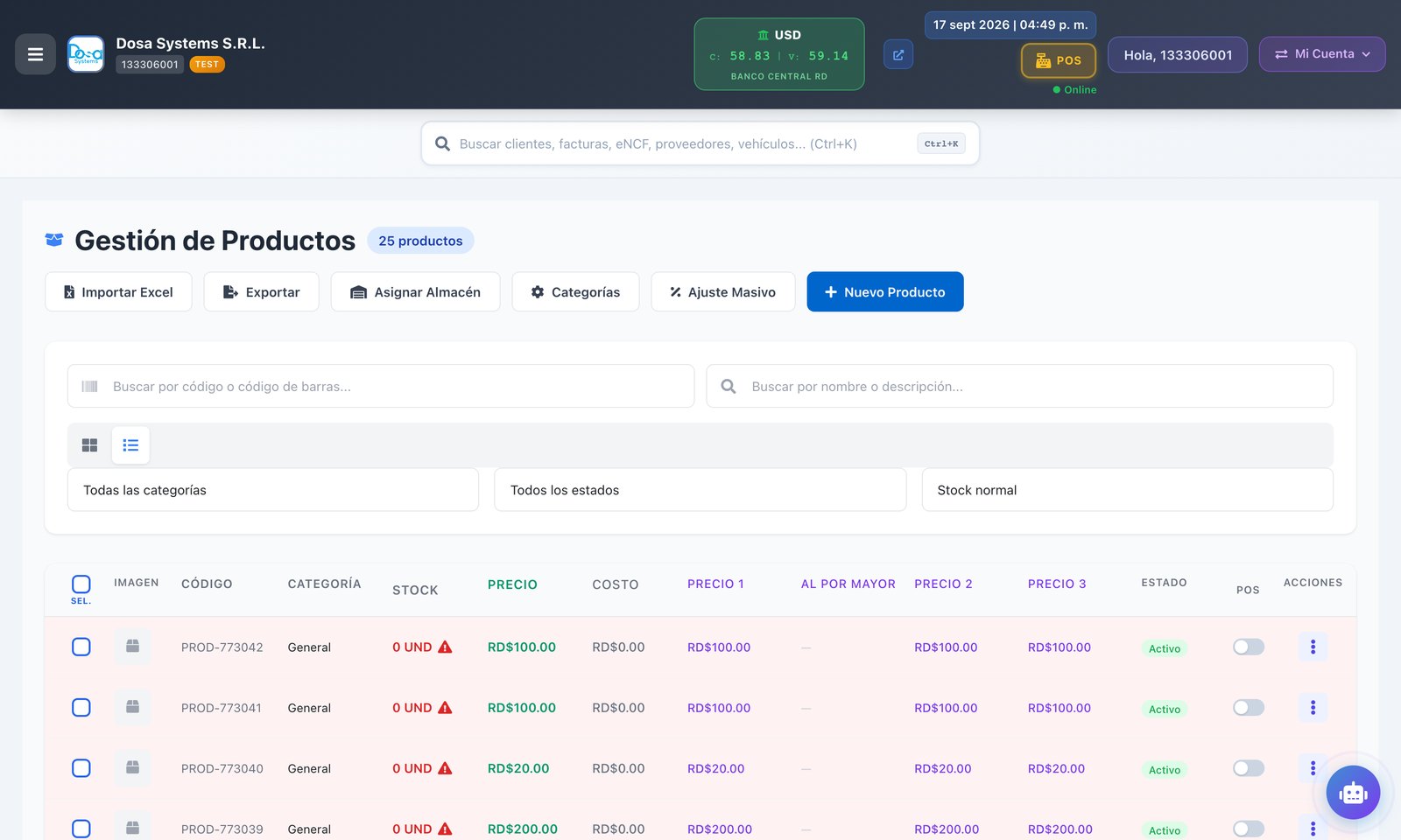 Gestión de productos e inventario