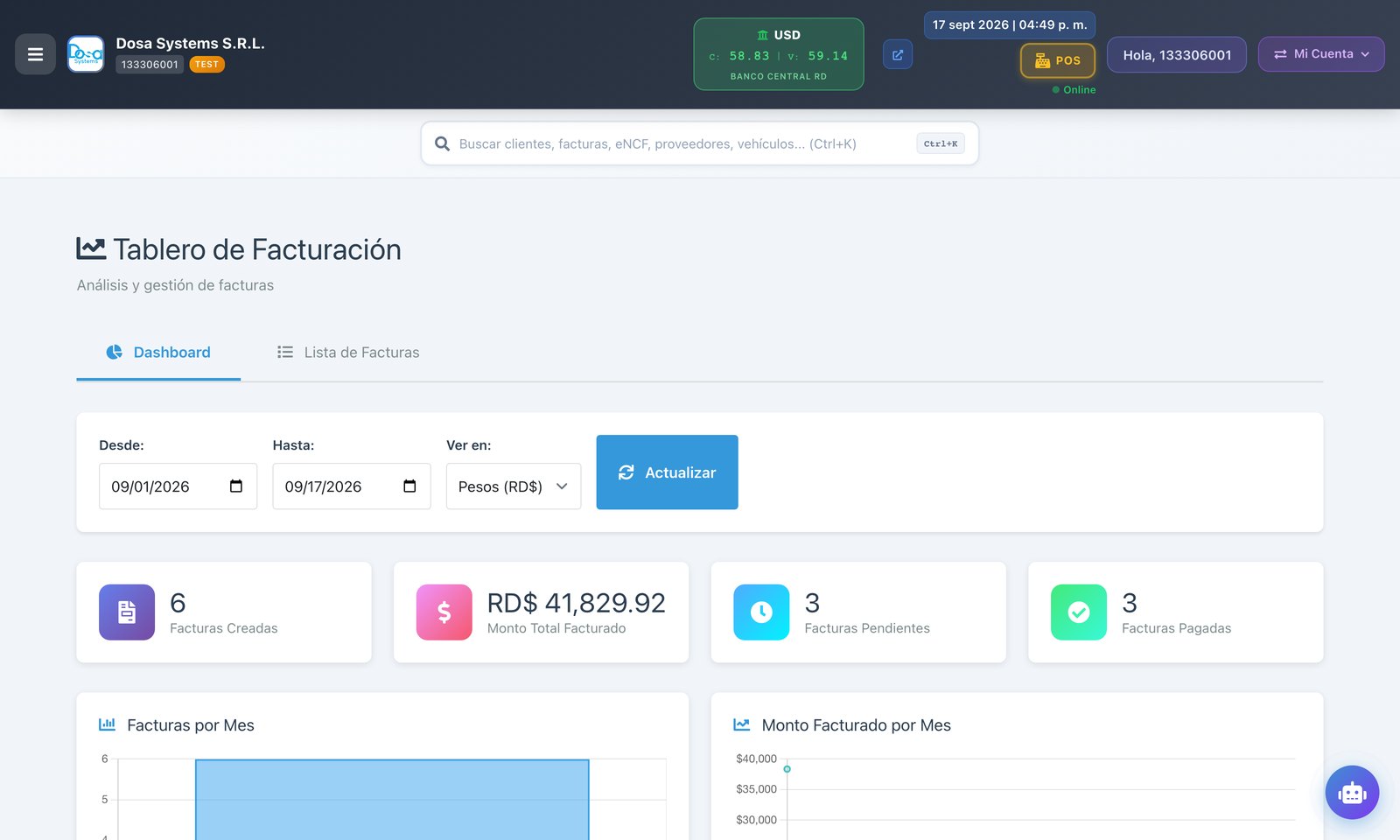 Tablero de facturación con analíticas